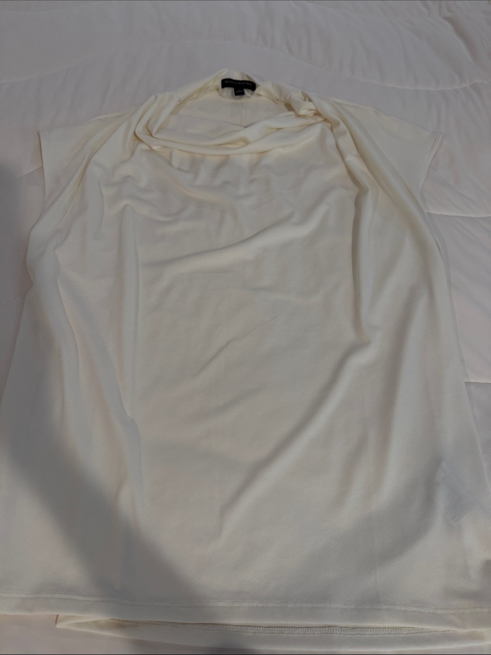 Banana Republic Cream Draped Neck Short Sleeve Top